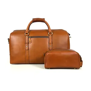Sac de voyage en cuir pour homme, grand sac de voyage en cuir Crazy Horse, sac de sport durable en cuir véritable - Product Image 1