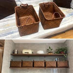 Modern Rustic Bamboo Rectangle <b>Laundry</b> Basket Home <b>Storage</b> and Multi-Purpose Use for Clothes and Beverages - Product Image 3