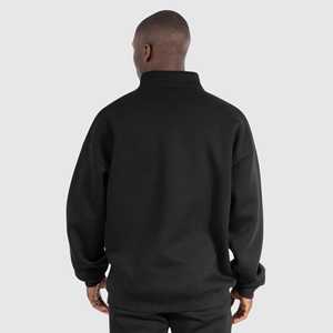 Sweat-shirt à capuche chauffant surdimensionné personnalisé, en molleton de coton, demi-zip, avec motif brodé, col montant épais - Product Image 2