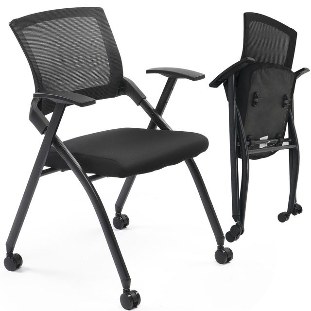 "Stackable Conference Room Chairs with Wheels (1 Pack)-Durable PP Folding Office Chairs for Training Rooms"