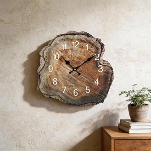 Reloj de pared rústico de madera, reloj de madera natural, reloj de pared con rodajas de tronco, reloj de pared con tronco de árbol, reloj de madera moderno, reloj de pared grande - Product Image 1