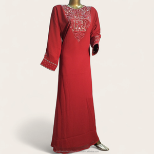 Yellow Luxury Embroidered Kaftan <b>Dress</b> with <b>Silver</b> Ornate Neckline for Women Wedding Party Wear - Product Image 3