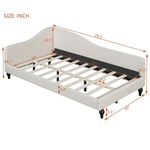 Divano letto a L in lino beige, misura singola, con gambe in legno massello - Vecchio SKU SF000145AAA - Product Image 6