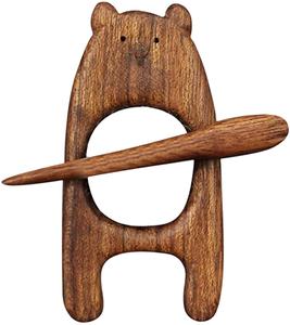 Broche en acrylique avec motif Animal en bois, épingles de châle, avec boucle, mignonnes, cadeaux pour la belle mère, la grand mère, la grande mère - Product Image 1