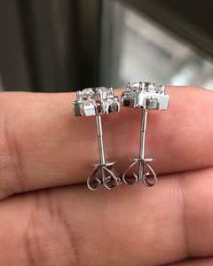 Luxury Star Burst Lab Grown Diamond <b>Stud</b> <b>Earrings</b> 9k Gold Plated Halo Round Brilliant Cut IGI Certified Fine Jewelry for Women - Product Image 4