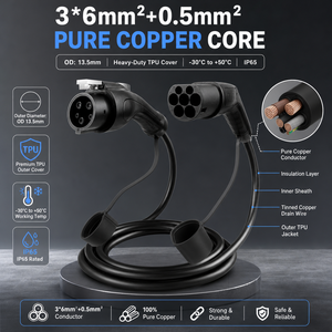 Nouveau câble de charge pour véhicules électriques ZSWINNER ST-E150, certifié IP65, garantie 1 an, UL94V-0, 32A, 7KW, Europe, UE, matériau TPU, plaqué argent, Type 1, Type 2 - Product Image 2