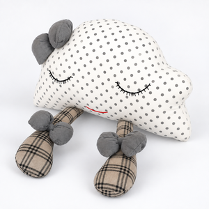 Coussin nuage à pois en peluche, coussin moelleux avec jambes brodées en forme de nœud, couverture d'anniversaire pour la décoration de chambre d'enfant - Product Image 5