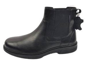 Botas Chelsea Negras para Hombre, Parte Superior de Cuero Genuino, Lateral Elástico, Punta Redonda, Suela de Goma Impermeable, Botas de Tobillo para Todas las Temporadas - Product Image 3