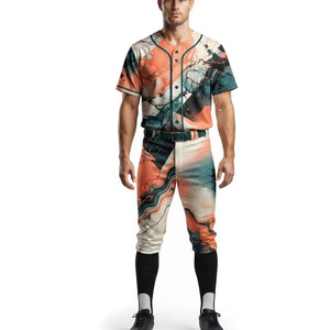 Meilleur choix pour uniforme de baseball personnalisé, maillot à boutons complets, pantalon assorti, design imprimé par sublimation créatif, polyester respirant - Product Image 1