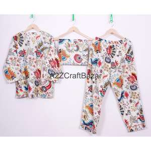 ชุดนอนผู้หญิงดีไซน์พรีเมียม ผ้าฝ้ายแท้ 100% ชุด 2 ชิ้น สำหรับฤดูใบไม้ร่วง คอกลม แขนยาว เนื้อผ้านุ่ม ระบายอากาศได้ดี - Product Image 5