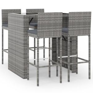 Ensemble de bar de jardin en rotin PE gris avec acier thermolaqué et verre trempé pour mobilier de patio - Product Image 2