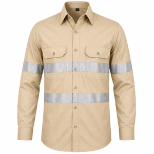 High Quality Men Safety Wear <b>Shirt</b> High Visibility Reflective Bands Button Front Utility Pockets Custom Mining Wear <b>Shirt</b> - Product Image 1