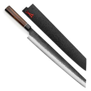 Cuchillo de Chef Kiritsuke Forjado a Mano por Edge Master Manufacture, con Funda Saya, Acero Inoxidable Martillado, Hoja de Cocina Profesional Moderna - Product Image 1