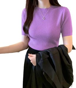 Camiseta de Verano de Punto Antipelusas, Cuello Redondo, Manga Corta, para Mujer, de Alta Calidad, con Logotipo Personalizable, Estilo Casual - Product Image 1