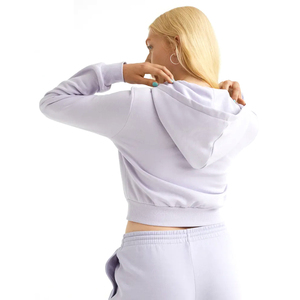 Sudadera con Capucha Corta de Lona Hecha a Medida para Mujer, Transpirable, Diseño de Hombros Caídos, Cuello con Capucha, Logotipo Frontal, Estilo Casual para Otoño - Product Image 2