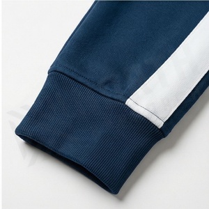 Survêtement bleu marine pour homme, fermeture éclair intégrale, col montant, vêtements de sport décontractés, couleur unie, mélange polyester-coton, coupe classique, vêtements d'automne - Product Image 6