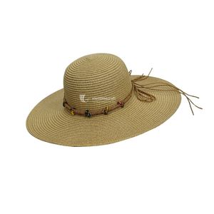 Hot Woven Straw <b>Hat</b> Wide Brim Natural Grass Beaded <b>Band</b> Unisex Beach Accessory Adult Summer <b>Hat</b> - Product Image 1