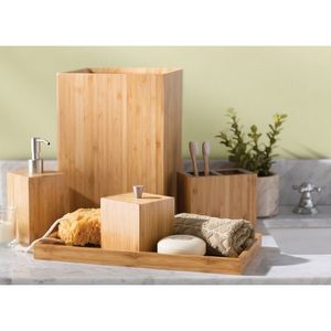 Warm Tone Natural <b>Wood</b> Bath <b>Accessories</b> <b>Bathroom</b> Storage Shelf Rectangle Minimalist Design Two-Tier Organizer For Bath Decor - Product Image 5