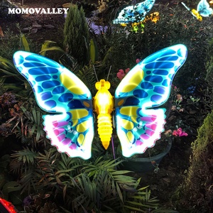 3D Fly azules deco boda voladores movimiento gigante para Navidad decoracion jardin hadas mariposa LED de flores - Product Image 1