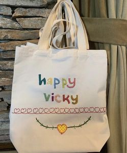 Custom Chenille Patch Cotton Canvas <b>Tote</b> <b>Bag</b> Reusable Embroidery Grocery Shoulder Handbag <b>For</b> Women Shopping Travel <b>School</b> Beach - Product Image 2