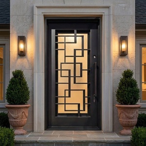 Wrought iron main door; rust-resistant powder-coated finish; easy to install; exquisite glass detailing;suitable for outdoor use - Product Image 3