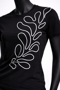 Camiseta de Verano para Mujer, Negra, Lisa, Corte Regular, Poliéster/Algodón, Casual, Manga Corta, Transpirable, de Alta Calidad - Product Image 5