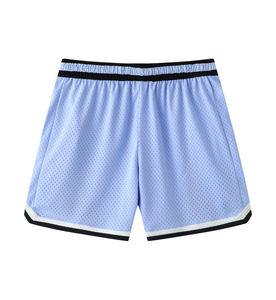 Shorts de basketball pour hommes style streetwear, séchage rapide, en polyester, avec logo personnalisé, bord droit, en maille - Product Image 6