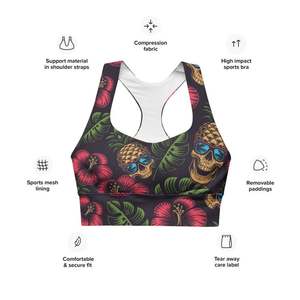 Soutien-gorge de sport pour femme grande taille, dos nageur, col ras du cou, maintien moyen, vert uni avec bordure à motif, haut de sport pour fitness et entraînement - Product Image 5