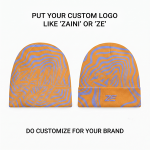 ZAINI Bonnet Unisexe en Tissu Acrylique 320 GSM de Haute Qualité, Style Personnage Orange et Violet, Idéal pour l'Hiver - Product Image 1