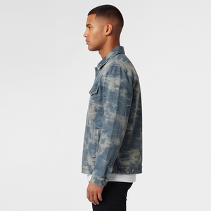 Men Distressed Washed <b>Denim</b> Jacket High Quality Polyester Cotton Turn Down Men's Canvas Jeans Jackets Button Closure <b>Denim</b> <b>Coat</b> - Product Image 3