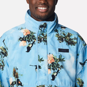 Custom Hooded Front Logo 100% Polyester <b>Canvas</b> Coach <b>Jackets</b> <b>Men's</b> Winter Season High Quality OEM Service Floral Pattern Pockets - Product Image 5