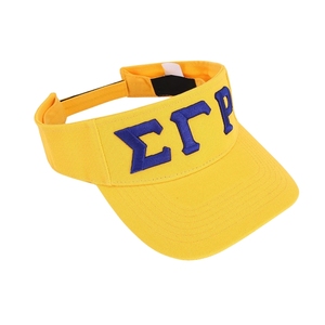 หมวกปีกโค้งปักตัวอักษรสีน้ำเงิน SGRHO สีทอง สีเหลือง สีน้ำเงินรอยัล ปักตัวอักษรภาษากรีก หมวกกันแดดสำหรับชมรมนักเรียนหญิง ปรับขนาดได้ เหมาะสำหรับกีฬาในวิทยาลัย - Product Image 1