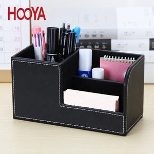 Mini boîte de rangement moderne à tiroir en PU Porte-stylo de bureau Séparation de la plaque de séparation amovible Cadeau multifonctionnel Porte-stylo en cuir - Product Image 1