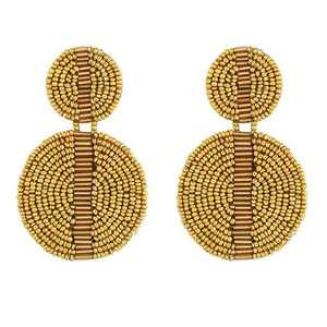 Pendientes y aros bordados a mano con cuentas de semillas para bodas, fiestas, pendientes colgantes redondos étnicos festivos, joyería de moda. - Product Image 5