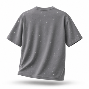 OEM Custom Grey Rhinestone T <b>Shirt</b> <b>Men</b> Oversized Streetwear Casual Short Sleeve Crew Neck Sparkle Graphic Tee Fashion Apparel - Product Image 3