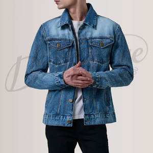 Veste en jean bleu moyen personnalisée pour homme, coupe slim, délavée, en coton, style décontracté, multi-poches, streetwear, manteau d'extérieur - Product Image 5