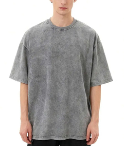 Camiseta de Algodón Lavado Oversize para Hombre, Estilo Vintage, Ajuste Holgado, Streetwear, Jersey, OEM, Venta al Por Mayor - Product Image 2