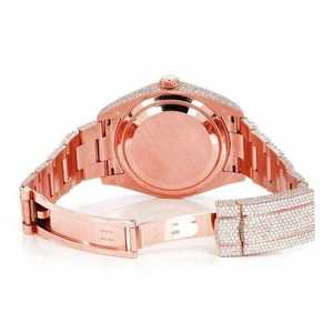 Luxury Fully <b>Iced</b> <b>Out</b> Moissanite <b>Watch</b> Rose Gold Brown Dial Automatic Mechanical Diamond <b>Watch</b> - Product Image 3