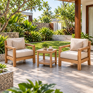 Wholesale Premium Solid Teak Modern Teak Patio Accent <b>Table</b> with Lower Shelf <b>Outdoor</b> Side <b>Table</b> for Patio <b>Garden</b> Resort Use B2B - Product Image 4