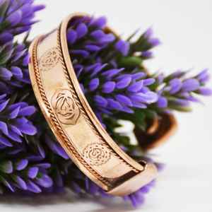 Handcrafted solid copper Handcrafted Pure Copper <b>Chakra</b> <b>Bracelet</b> – Healing Open Cuff Bangle - Product Image 2
