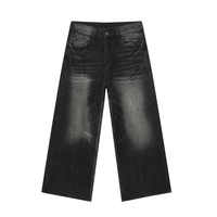 Jean ample respirant en denim tissé enduit, style décontracté vintage, coupe confortable, tendance streetwear