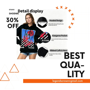 เสื้อฮู้ดดี้ถักแบบวินเทจสีขาวล้วน ยูนิเซ็กซ์ ทรงปกติ ผ้าฝ้ายฟลีซ 100% พร้อมเชือกปรับได้ที่ฮู้ดและกระเป๋าจิงโจ้ - Product Image 4
