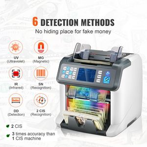 Contabanconote Multivaluta Automatico con Rilevamento Banconote False 2CIS SN UV IR MG DD LED CIS per Banconote di Diverse Denominazioni - Product Image 2