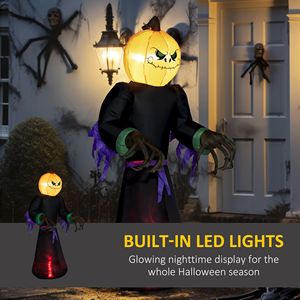 Decorazione Gonfiabile da Giardino per Halloween, 7 Piedi, LED, Fantasma, Falce e Zucca, Impermeabile, per Esterni - Product Image 4