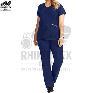 Tenue d'infirmière hiver pour femme, col Claudine, rose, manches longues, blouse blanche à manches courtes, salopette de pharmacie, ensemble deux pièces - Product Image 3