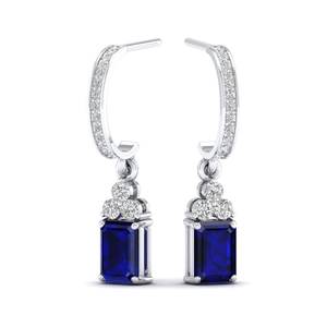 REYES New Fashion 14K 18K 22K Gold Diamond Drop Earrings for Women Customize Blue Sapphire Gemstone <b>Wedding</b> Gift Earrings - Product Image 5