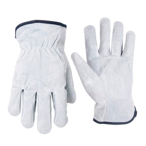Guantes de Seguridad de Cuero Blancos, Lisos, Antideslizantes, Duraderos, con Puño Recto, Guantes de Trabajo de Uso General - Product Image 2