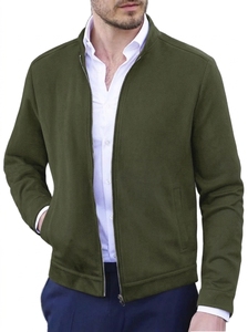 <b>Men's</b> Solid Color Bomber <b>Jacket</b> Stand Collar Zipper Closure <b>Smart</b> Casual Style Polyester Material Autumn Wear - Product Image 2