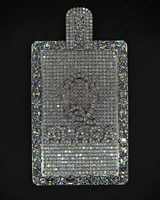 Pendentif personnalisé en acier inoxydable plaqué or avec moissanite taille princesse, collier hip-hop rectangulaire glacé, bijoux unisexe
