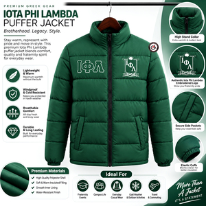 Blouson matelassé à col montant et à capuche, séchage rapide, motif lettres Iota Phi Lambda Sorority and Fraternity, personnalisable, vente en gros, collection printemps - Product Image 5